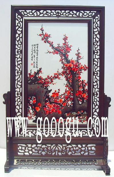 梅花刺繡，報春紅梅雙面繡